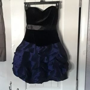 BEAUTIFUL Black & Blue Strapless Mini Dress